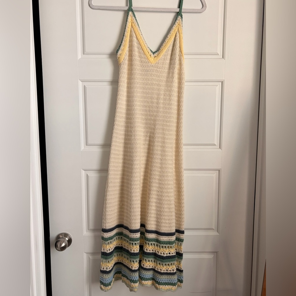 Universal Thread Cream Knit Dress with Yellow and Green Accents